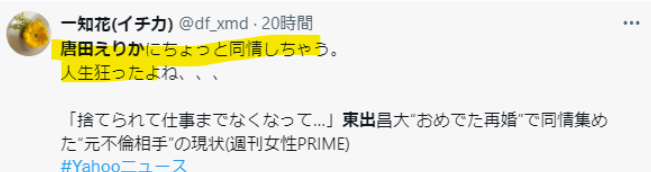 唐田えりかに同情する声